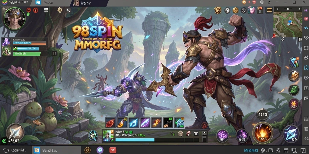 Screenshot gameplay 98SPIN menampilkan aksi seru dalam pertempuran MMORPG.