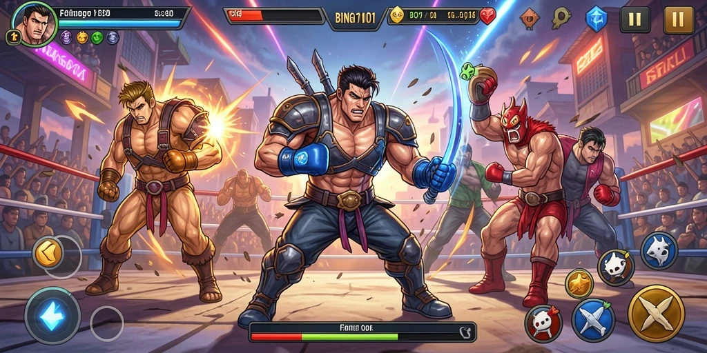 Screenshot gameplay seru dari pertarungan BINGO101