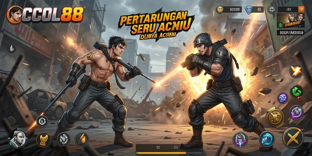 Tampilan gameplay seru dari COCOL88, aksi mendebarkan dalam setiap pertarungan.
