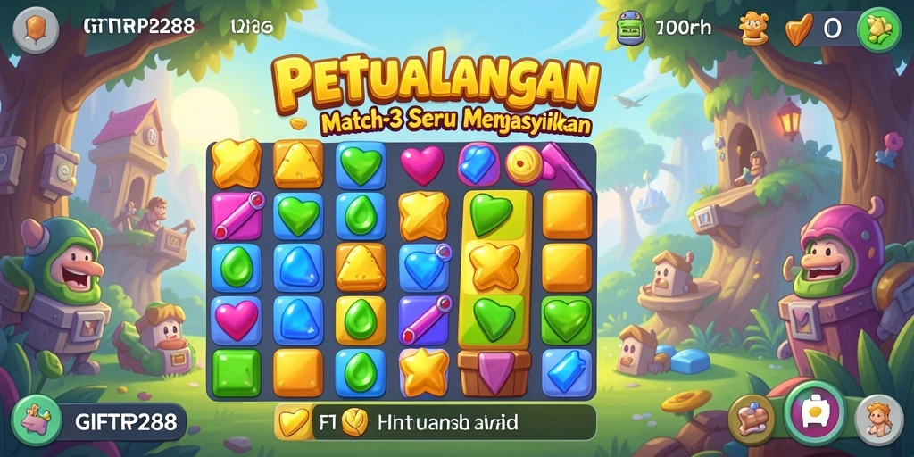 Screenshot gameplay GIFTRP288 menampilkan tantangan Match-3 yang seru.