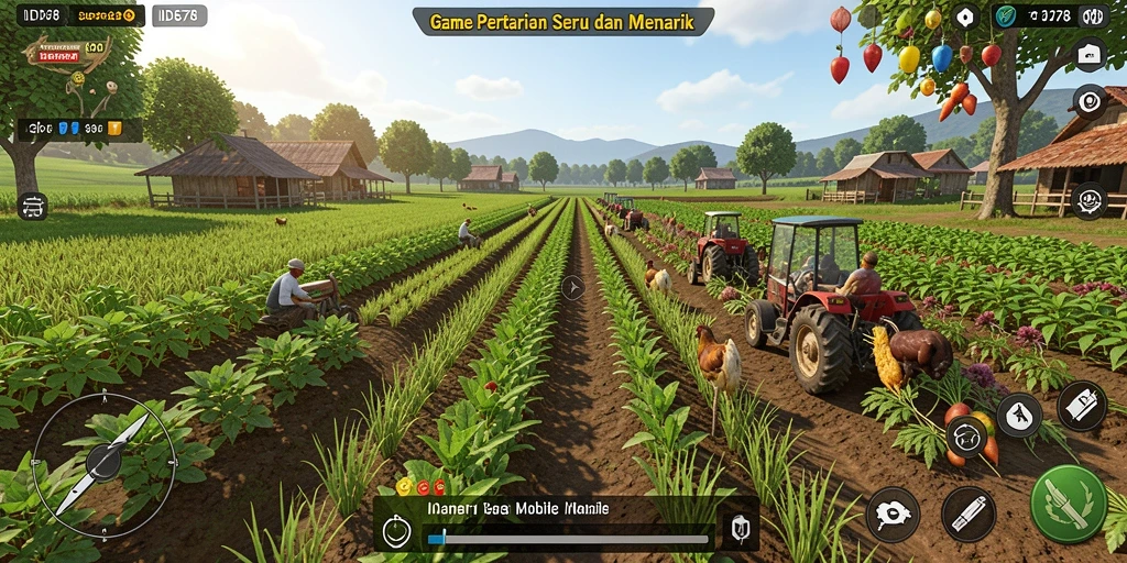 Screenshot ID678 menampilkan aktivitas bertani yang seru dan interaktif.