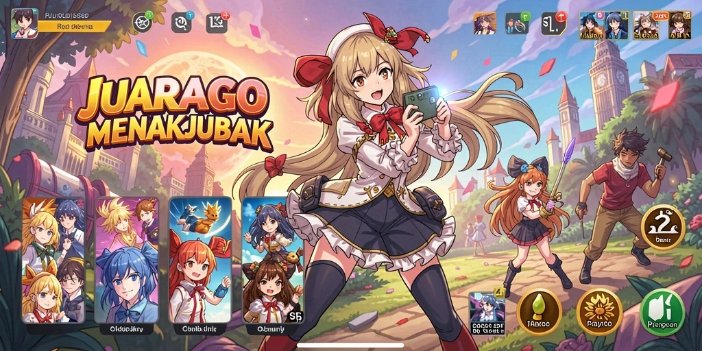 Tangkapan layar JUARAGO menampilkan aksi seru dan karakter anime ikonik.