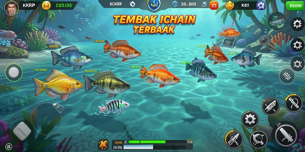 Screenshot gameplay KKRP menampilkan aksi menembak ikan yang seru.