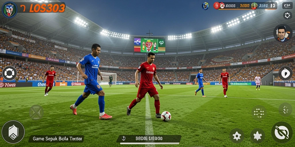 Screenshot utama LOS303 menampilkan aksi seru pertandingan sepak bola.