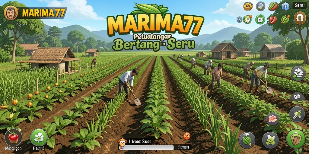 Tampilan menarik dari gameplay bertani di MARIMA77.