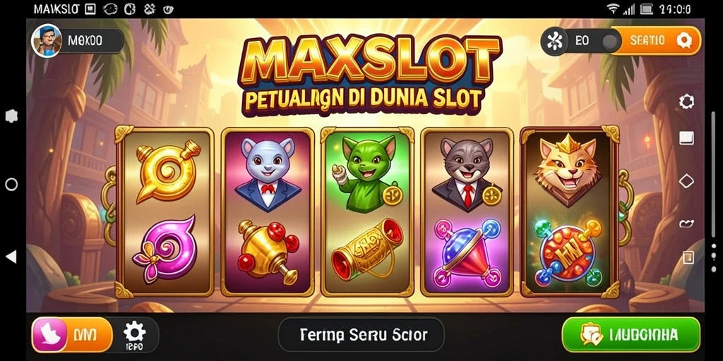 Screenshot gameplay <strong>MAXSLOT</strong> menampilkan petualangan menegangkan di dunia slot.