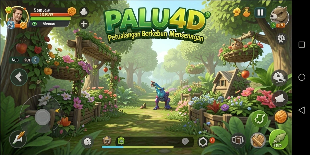 Tampilan gameplay menarik dari PALU4D yang menampilkan aktivitas berkebun.