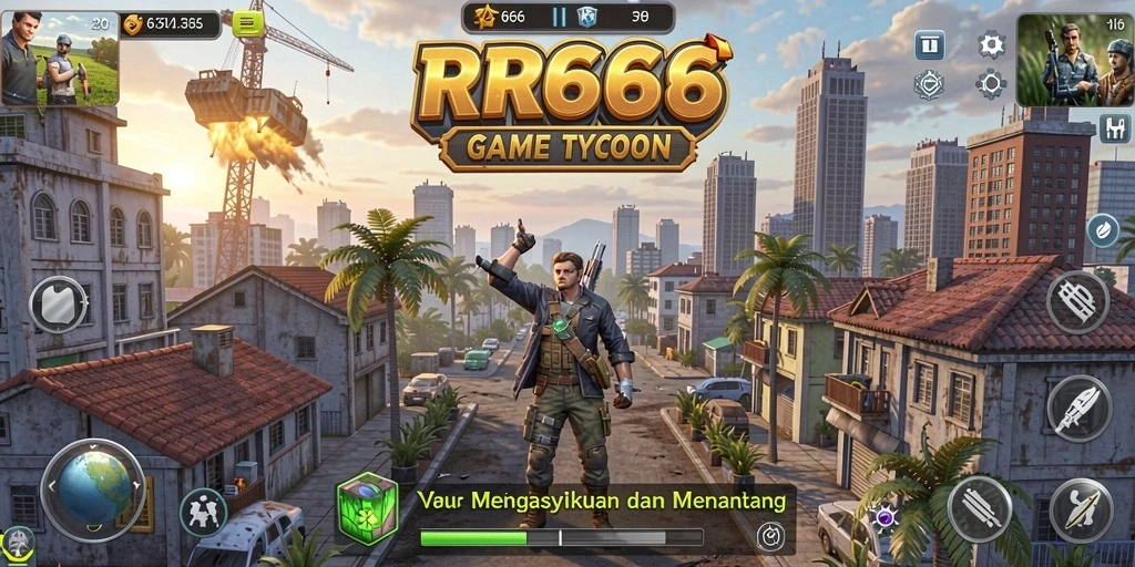 Screenshot gameplay RR666 dengan lingkungan bisnis yang menarik.