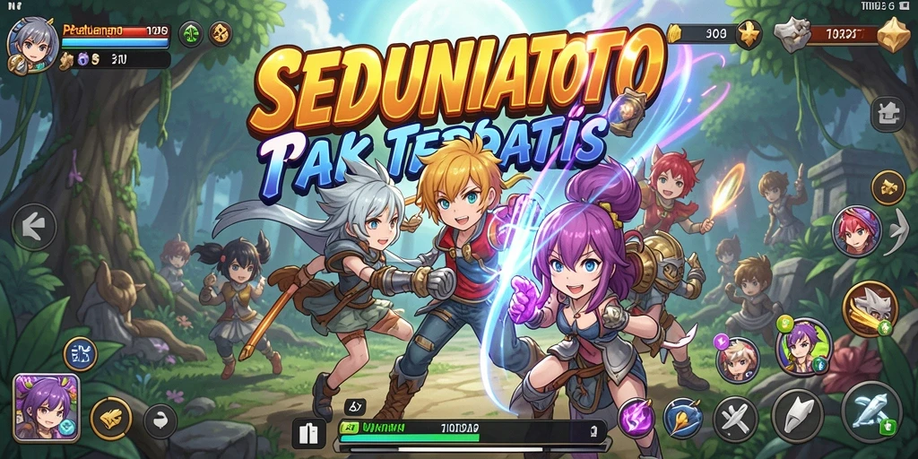 Tampilan gameplay SEDUNIATOTO yang penuh aksi dan karakter anime.