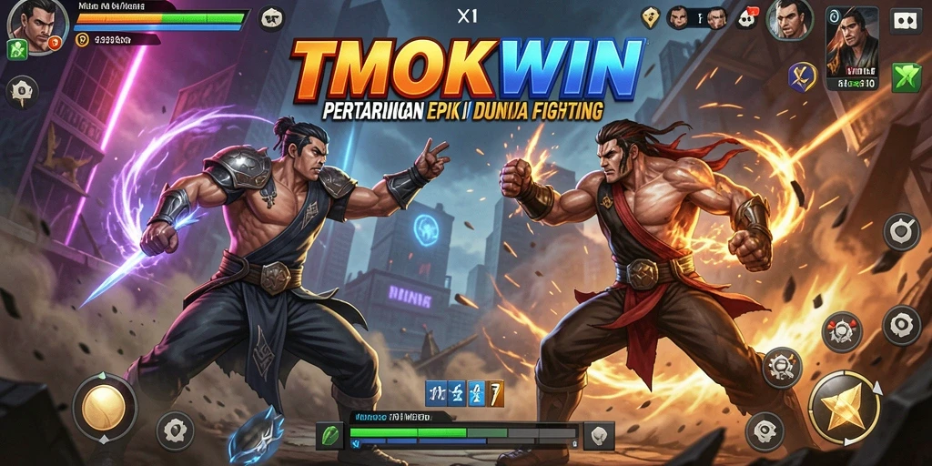 Tangkapan layar gameplay TMOKWIN dengan pertarungan seru.