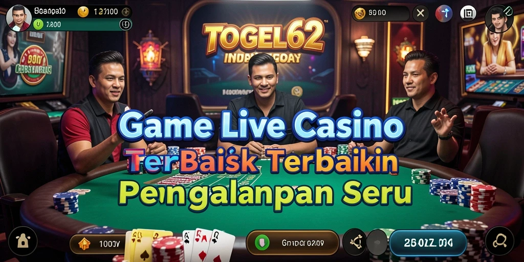 Screenshot utama TOGEL62 menampilkan dealer profesional dalam permainan Live Casino.